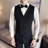 Boutique Men's Suit Set Jacket Trouser Vest Business Casual Men's Wedding Groom Dress Host Banquet Evening Dress Three Piece Set