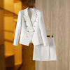 Businesss Lady White Blazer Suits Slim Design Formal Office Women 2Pcs Skirt Sets Elegant