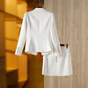 Businesss Lady White Blazer Suits Slim Design Formal Office Women 2Pcs Skirt Sets Elegant