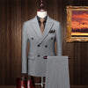 Casual Tuxedos For Wedding Mens Business Suit Men's 3 pieces (Blazer+Pant+ Vest) Slim Groom Trendy British Double-breasted Suits