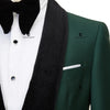Cenne Des Graoom     Wedding Suits for Men Shiny Velvet Lapel Black and Green Jacket Vest Pants 3 Pcs Party Groom