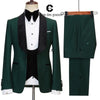 Cenne Des Graoom     Wedding Suits for Men Shiny Velvet Lapel Black and Green Jacket Vest Pants 3 Pcs Party Groom
