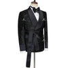 Cenne Des Graoom   Men's Suit Tuxedo for Wedding Double Breasted Shiny Jacket 2 Pieces with Belt Slim Fit Costume Homme