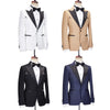 Cenne Des Graoom  Tuxedo Suits for Men Peak Lapel Slim Fit Black and White Solid One Button Elegant Wedding Party Evening