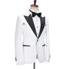 Cenne Des Graoom  Tuxedo Suits for Men Peak Lapel Slim Fit Black and White Solid One Button Elegant Wedding Party Evening