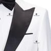Cenne Des Graoom  Tuxedo Suits for Men Peak Lapel Slim Fit Black and White Solid One Button Elegant Wedding Party Evening
