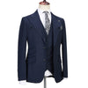 Cenne Des Graoom Dark Blue Pinstripe 3 Piece Classic Men Suits Blazer Vest Pants Peak Lapel Formal Business Prom Wedding Dress