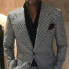 Check Houndstooth Casual Men Suits for Groomsmen with Peaked Lapel 2 Piece Wedding Tuxedo Custom Plaid Man  Jacket Pants