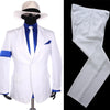 Classic  MJ Michael Jackson Smooth Criminal Classic White Stripe Skinny Party Casual Suit FULL Outfit