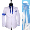 Classic  MJ Michael Jackson Smooth Criminal Classic White Stripe Skinny Party Casual Suit FULL Outfit