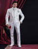 Classic Style Golden Embroidery Groom Tuxedos White Groomsmen Men's Wedding Prom Suit Blazer With Pants (Jacket+Pants+Vest)