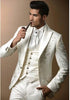 Classic Style Golden Embroidery Groom Tuxedos White Groomsmen Men's Wedding Prom Suit Blazer With Pants (Jacket+Pants+Vest)