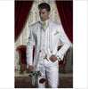 Classic Style Golden Embroidery Groom Tuxedos White Groomsmen Men's Wedding Prom Suit Blazer With Pants (Jacket+Pants+Vest)