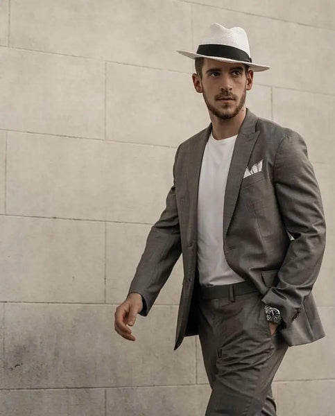 Costume Homme Grey Men Suits for Wedding Tuxedo Groom Man Slim Fit Blazer Groomsmen Suit Terno Masculino 2 Pcs Jacket Pant