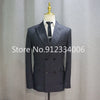 Double Breasted Grey Wedding Suit Prom Men Suit Groom Tuxedo Man Blazer Latest Design Costume Homme Men's Suit 2 Pcs Jacket Pant