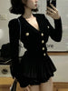 Elegant Dress 2 Piece Skirt Set Office Lady Casual French Knitted Top + Women Party Sexy Mini Skirt Korean  Autumn 2023