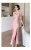 Elegant Party Black Satin Midi Dresses for Women 2024 Summer New Sexy Bodycon Sleeveless Split Strap Female Clothing