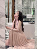 Elegant Wedding Evening Party Midi Dresses for Women 2024 Summer New Spliced Mesh French Sexy Sleeveless Pink Female Clothing