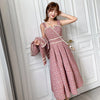 Fall Winter   Tweed Women's Long Sleeve Plaid Jacket Coat + Sleeveless Vest Dress Elegant Two Piece Set Suit