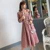 Fall Winter   Tweed Women's Long Sleeve Plaid Jacket Coat + Sleeveless Vest Dress Elegant Two Piece Set Suit
