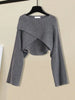 Fall Winter Knitted Two Pieces Sets Womens Outfits Korean Casual Irregular Long Sleeve Short Sweaters And Knitting Dresses Sets