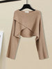 Fall Winter Knitted Two Pieces Sets Womens Outfits Korean Casual Irregular Long Sleeve Short Sweaters And Knitting Dresses Sets