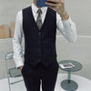 Blazer  Vest Pants Mens Business Suit Ensembles Homme Slim Tuxedo Formal Evening Dinner Wedding Groom Stripe 3Pces set