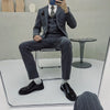 Blazer  Vest Pants Mens Business Suit Ensembles Homme Slim Tuxedo Formal Evening Dinner Wedding Groom Stripe 3Pces set