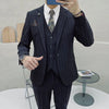 Blazer  Vest Pants Mens Business Suit Ensembles Homme Slim Tuxedo Formal Evening Dinner Wedding Groom Stripe 3Pces set