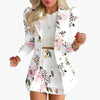 Long Sleeve Blazers And Skirts Two Piece Sets Women  Autumn Office Elegant Blazer Floral Skirt 2 Peice Sets