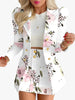 Long Sleeve Blazers And Skirts Two Piece Sets Women  Autumn Office Elegant Blazer Floral Skirt 2 Peice Sets