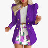 Long Sleeve Blazers And Skirts Two Piece Sets Women  Autumn Office Elegant Blazer Floral Skirt 2 Peice Sets