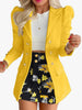 Long Sleeve Blazers And Skirts Two Piece Sets Women  Autumn Office Elegant Blazer Floral Skirt 2 Peice Sets