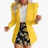 Long Sleeve Blazers And Skirts Two Piece Sets Women  Autumn Office Elegant Blazer Floral Skirt 2 Peice Sets