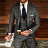 Plaid Mens Suits Slim Fit Formal Business Male Blazer 3 Piece Jacket Vest Pants Set Wedding Groom Tuxedo Costume Homme