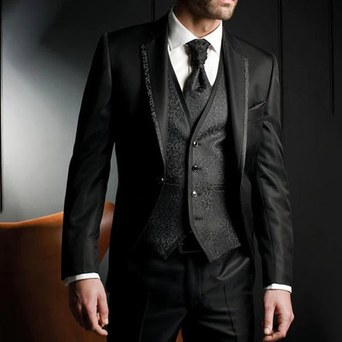 Floral Slim Fit Wedding Tuxedo for Groom 3 Piece Man  Suits Jacket Waistcoat with Pants Notched Lapel Male Costume Coat