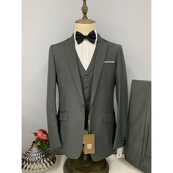Formal Men's Suits Three Piece Set Business Casual Office Suit Coat Wedding Tuxedo for Bridegroom 2024 3 Pcs Coat + Vest + Pants