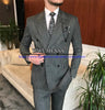 Formal Wedding Suits Grey Herringbone Tweed Blend Blazer Men Tuxedos Double Breasted Coat Pant Last Design Trajes De Hombre 2022