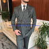 Formal Wedding Suits Grey Herringbone Tweed Blend Blazer Men Tuxedos Double Breasted Coat Pant Last Design Trajes De Hombre 2022