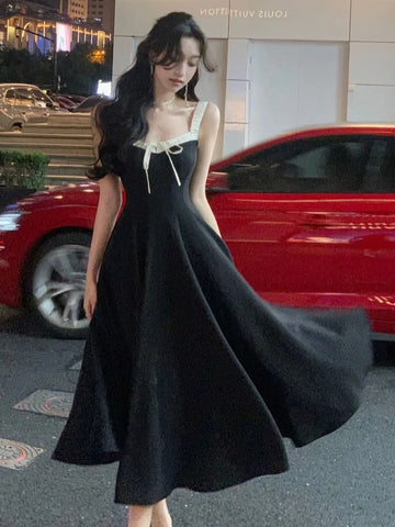 French Midi Dresses Women 2023 New Summer Elegant Spaghetti Strap Female Clothes Sexy Evening Party Backless Prom Dress
