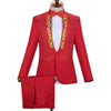 Gold Embroidery Suit Men Stand Collar Diamond Mens Blazer with Pants Wedding Groom Tuxedo Suits Stage Singer Party Costume Homme