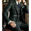 Green Plaid Men Suit British Style Business Jacket+Vest+Pants 3 Pieces Wedding Tuxedo Tailore-Made Terno Masculino Completo 2023