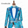 Gwenhwyfar Colorful Begonia Flower Printed Men Suits Pink Tuxedos Shawl Lapel Double Breasted Men Wedding Suits (Jacket+Pants)