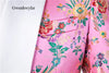 Gwenhwyfar Colorful Begonia Flower Printed Men Suits Pink Tuxedos Shawl Lapel Double Breasted Men Wedding Suits (Jacket+Pants)