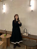 Autumn Korean Style Dress Women Ruffles Patchwork O Neck Long Sleeve Dresses Slim Waist Elegant Vestidos Mujer