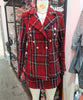 Tweed women red plaid blazers 2021winter women vintage jackets female patchwork blazer coats girls chic outfit clothes
