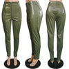 Women Faux Leather Zipper Splicing Pants Leggings High Waist Pencil PU Trousers Draped Streetwear Pants