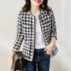 Elegant Weave Plaid Women Blazer With Pocket And Lining Autumn Winter Causal Tweed Coat Office Ladies Jacket