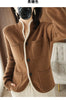 100%Pure Wool Sweater Autumn/Winter Women's Stand-up Collar Cardigan Casual Knit Tops Korean Female Jacket
