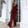 Light Blue Sequin Party Dress Women One Shoulder Long Sleeve Ruffles Side Split Draped Evening Prom Dresses Long Gown
